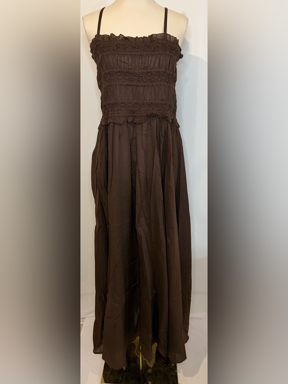 J.Crew Smocked maxi dress in cotton voile in inky espresso - Picture 5 of 9